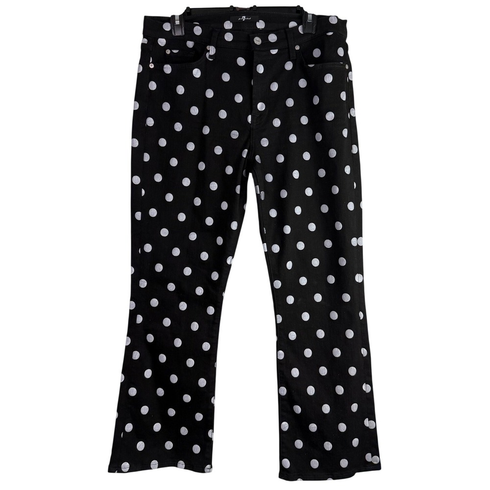 7 For All Mankind Black Polka Dot Wide Leg Jeans